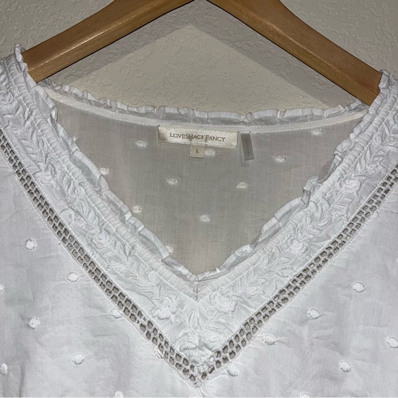 LoveShackFancy Adley White Lace Embroidered Mini Dress SZ L - Picture 8 of 12